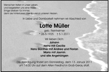 Traueranzeige von Lotte Müller von Echo-Zeitungen (Gesamtausgabe)