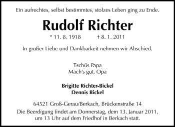 Traueranzeige von Rudolf Richter von Rüsselsheimer Echo, Groß-Gerauer-Echo, Ried Echo