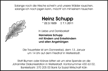 Traueranzeige von Heinz Schupp von Echo-Zeitungen (Gesamtausgabe)