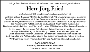 Traueranzeige von Jörg A. Fried von Echo-Zeitungen (Gesamtausgabe)