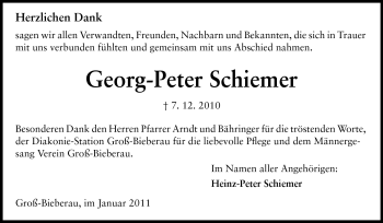 Traueranzeige von Georg-Peter Schiemer von Echo-Zeitungen (Gesamtausgabe)