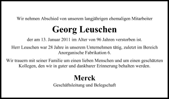 Traueranzeige von Georg Leuschen von Echo-Zeitungen (Gesamtausgabe)