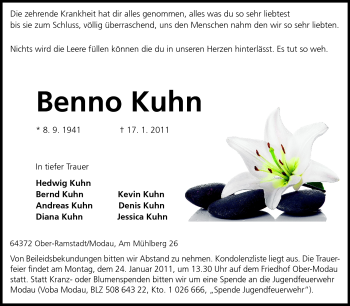 Traueranzeige von Benno Kuhn von Echo-Zeitungen (Gesamtausgabe)
