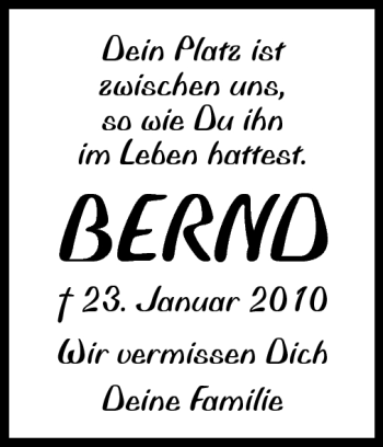 Traueranzeige von Bernd - von Odenwälder Echo