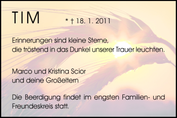 Traueranzeige von Tim - von Odenwälder Echo