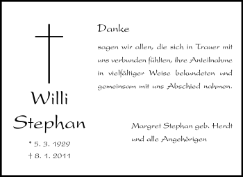 Traueranzeige von Willi Stephan von Rüsselsheimer Echo, Groß-Gerauer-Echo, Ried Echo