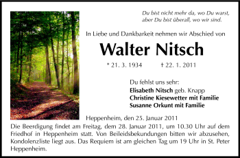 Traueranzeige von Walter Nitsch von Starkenburger Echo