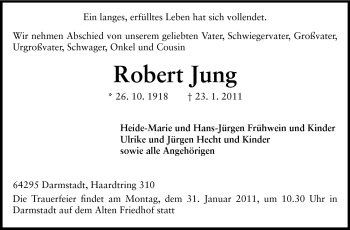 Traueranzeige von Robert Jung von Echo-Zeitungen (Gesamtausgabe)