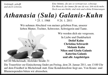 Traueranzeige von Athanasia Galanis-Kuhn von Odenwälder Echo