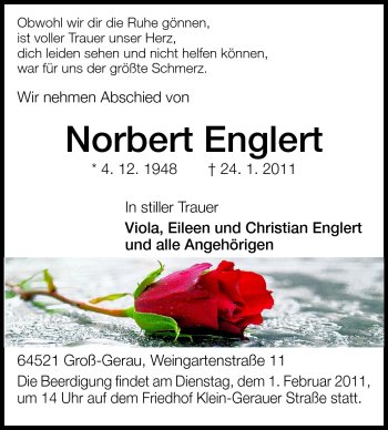 Traueranzeige von Norbert Englert von Rüsselsheimer Echo, Groß-Gerauer-Echo, Ried Echo