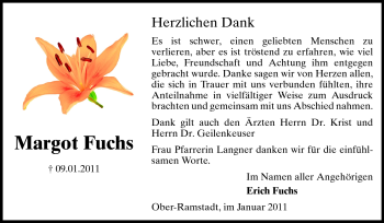 Traueranzeige von Lina Margot Fuchs von Echo-Zeitungen (Gesamtausgabe)