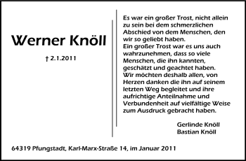Traueranzeige von Werner Knöll von Echo-Zeitungen (Gesamtausgabe)
