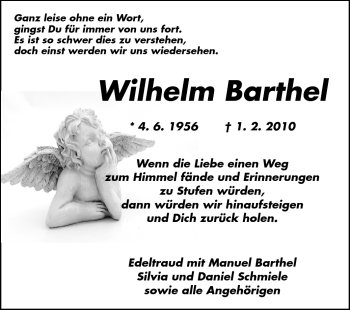 Traueranzeige von Wilhelm Barthel von Rüsselsheimer Echo, Groß-Gerauer-Echo, Ried Echo