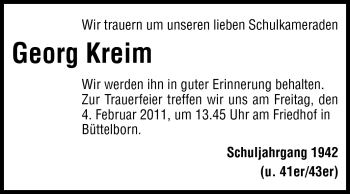 Traueranzeige von Georg Kreim von Rüsselsheimer Echo, Groß-Gerauer-Echo, Ried Echo