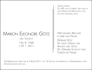 Traueranzeige von Marion Eleonore Götz von Odenwälder Echo