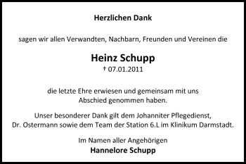 Traueranzeige von Heinz Schupp von Echo-Zeitungen (Gesamtausgabe)