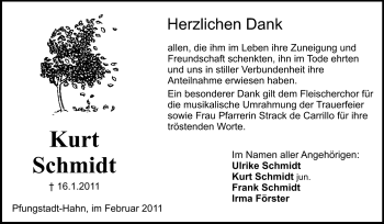 Traueranzeige von Kurt Schmidt von Echo-Zeitungen (Gesamtausgabe)