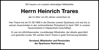 Traueranzeige von Heinrich Trares von Starkenburger Echo