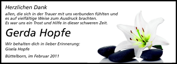 Traueranzeige von Gerda Hopfe von Rüsselsheimer Echo, Groß-Gerauer-Echo, Ried Echo