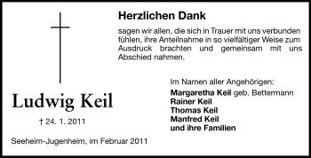 Traueranzeige von Ludwig Keil von Echo-Zeitungen (Gesamtausgabe)