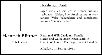 Traueranzeige von Heinrich Büttner von Echo-Zeitungen (Gesamtausgabe)