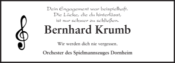 Traueranzeige von Bernhard Krumb von Rüsselsheimer Echo, Groß-Gerauer-Echo, Ried Echo
