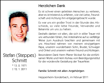 Traueranzeige von Stefan Schmitt von Starkenburger Echo, Bergsträßer Anzeiger