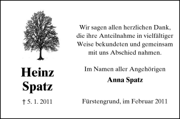 Traueranzeige von Spatz Heinz von Odenwälder Echo