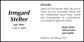 Traueranzeige von Irmgard Stelter von Echo-Zeitungen (Gesamtausgabe)