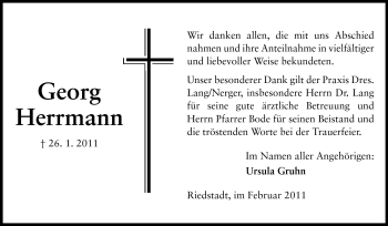 Traueranzeige von Georg Herrmann von Rüsselsheimer Echo, Groß-Gerauer-Echo, Ried Echo