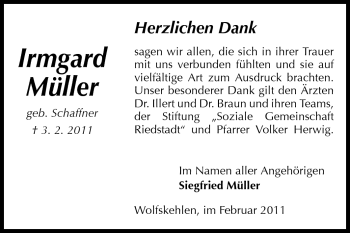 Traueranzeige von Irmgard Müller von Rüsselsheimer Echo, Groß-Gerauer-Echo, Ried Echo