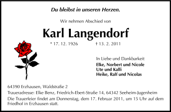 Traueranzeige von Karl Langendorf von Echo-Zeitungen (Gesamtausgabe)