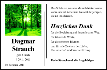 Traueranzeige von Dagmar Strauch von Starkenburger Echo, Bergsträßer Anzeiger