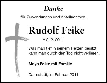 Traueranzeige von Rudolf Feike von Echo-Zeitungen (Gesamtausgabe)