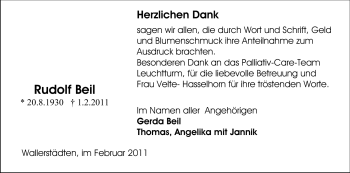 Traueranzeige von Rudolf Beil von Rüsselsheimer Echo, Groß-Gerauer-Echo, Ried Echo
