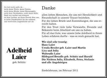 Traueranzeige von Adelheid Laier von Starkenburger Echo