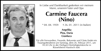Traueranzeige von Carmine Faucera von Rüsselsheimer Echo, Groß-Gerauer-Echo, Ried Echo