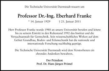 Traueranzeige von Franke Eberhard von Darmstädter Echo, Odenwälder Echo, Rüsselsheimer Echo, Groß-Gerauer-Echo, Ried Echo
