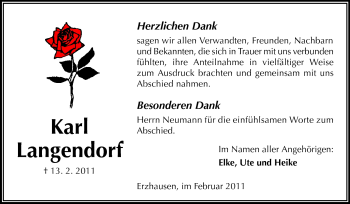 Traueranzeige von Karl Langendorf von Echo-Zeitungen (Gesamtausgabe)