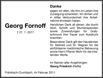 Traueranzeige von Georg Fornoff von Echo-Zeitungen (Gesamtausgabe)