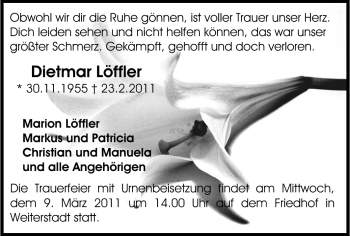 Traueranzeige von Dietmar Löffler von Echo-Zeitungen (Gesamtausgabe)