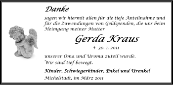 Traueranzeige von Gerda Kraus von Odenwälder Echo