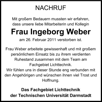 Traueranzeige von Ingeborg Weber von Echo-Zeitungen (Gesamtausgabe)