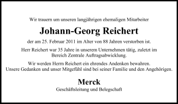 Traueranzeige von Johann-Georg Reichert von Echo-Zeitungen (Gesamtausgabe)