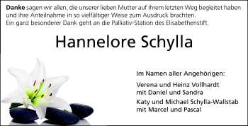 Traueranzeige von Hannelore Schylla von Echo-Zeitungen (Gesamtausgabe)