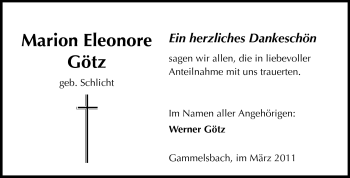 Traueranzeige von Marion Eleonore Götz von Odenwälder Echo
