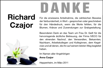 Traueranzeige von Richard Czajor von Starkenburger Echo