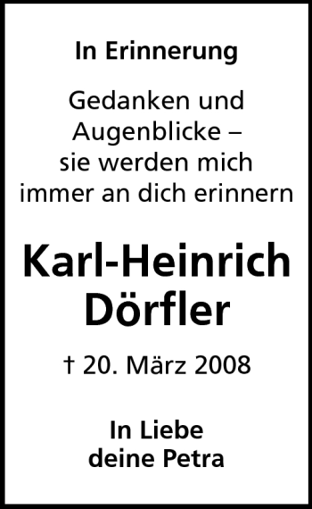 Traueranzeige von Karl-Heinrich Dörfler von Rüsselsheimer Echo, Groß-Gerauer-Echo, Ried Echo