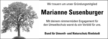 Traueranzeige von Marianne Susenburger von Rüsselsheimer Echo, Groß-Gerauer-Echo, Ried Echo