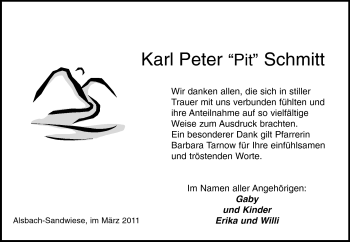 Traueranzeige von Karl Peter Schmitt von Echo-Zeitungen (Gesamtausgabe)
